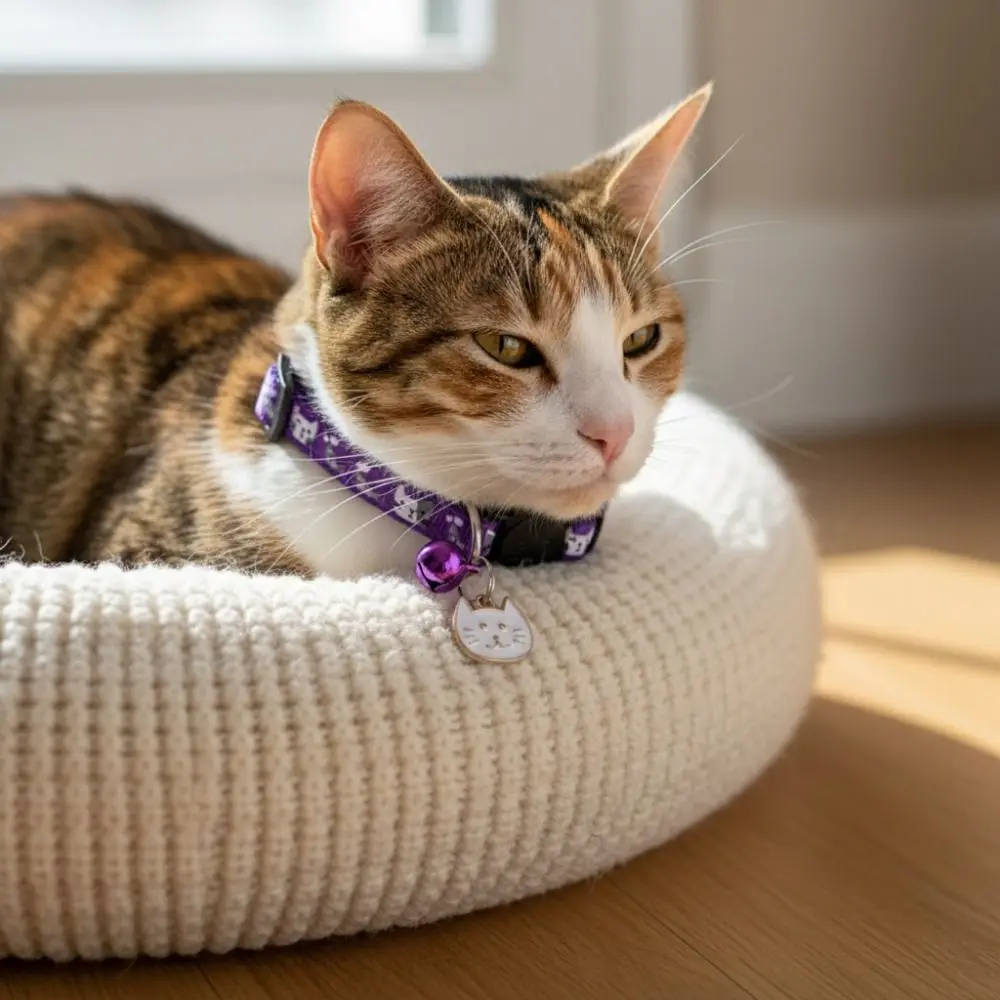 Adjustable Pet Cat Collar Safety Buckle with Cat Face Pendant Bell Anti-Lost Cat Necklace Cat 1005012181218683