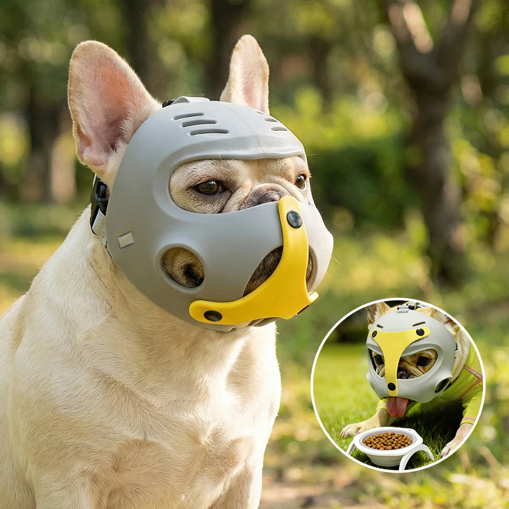 Adjustable Aggressive Dog Flat-Faced Anti Barking Face Mesh French Bulldog Pet Dog Muzzle Biting 1005012182067921