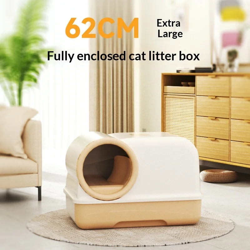 Extra Large Fully Enclosed Corridor Drawer Cat Litter Box, Anti-Splash Mat 1005012183099845
