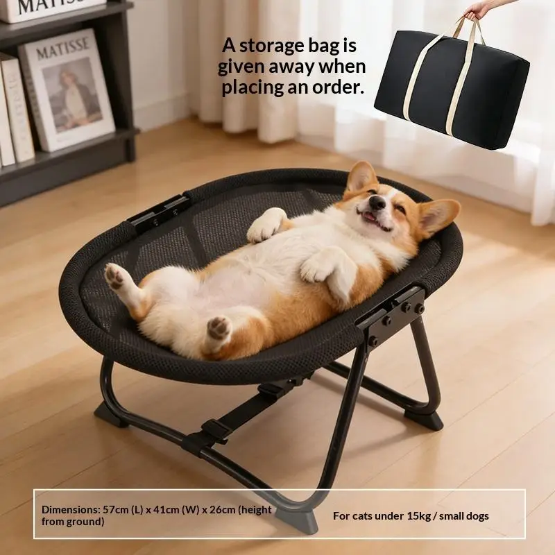 Adjustable Foldable Portable Elevated Dog Cat Pet Beds Breathable Iron Mesh Flannel Linen Modern 1005012183554909