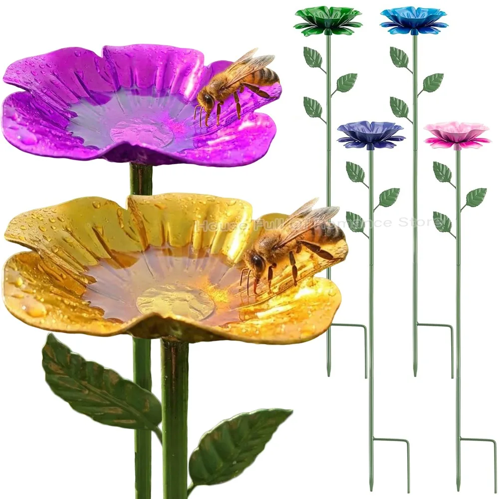 Bee Bird Watering Station Water Feeder for Garden in Flower Shape Metal Butterfly Bath Drinking 1005012186114014