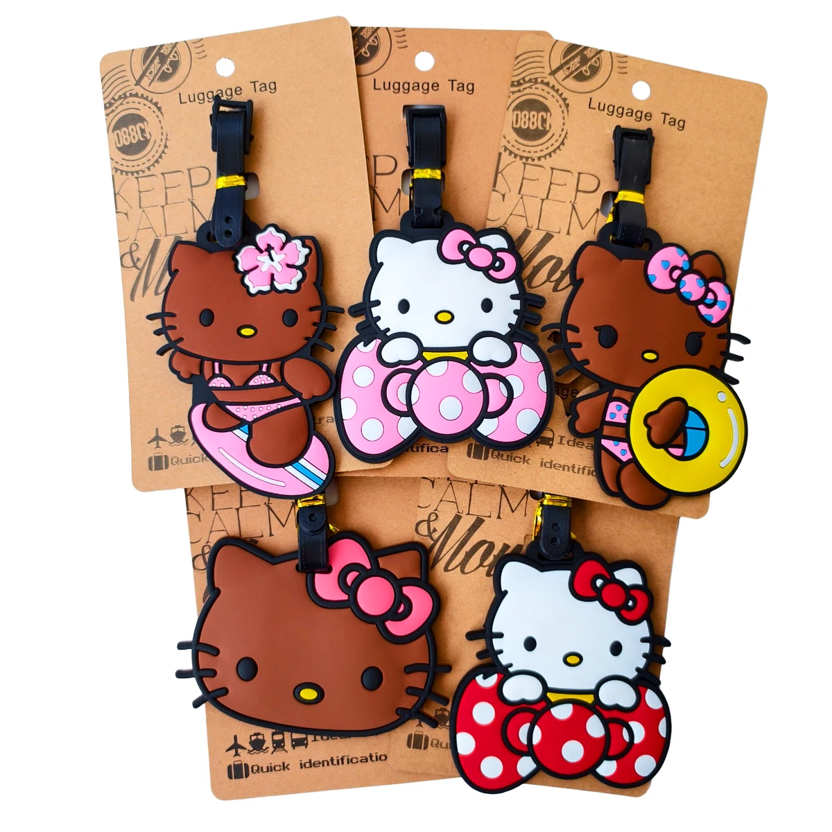 Cute Cat Luggage Label Girls Travel Luggage Tag Bowtie Cat Suitcase ID Address Holder Baggage 1005012186380373