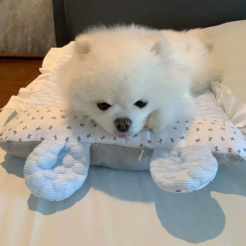 Summer Cooling Dog Bed Mat Ice Silk Pet Sleeping Pad with Pillow Washable Non-Slip Pet Mat 1005012187022027