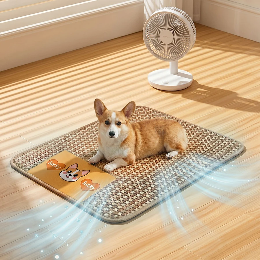 Summer Woven Pet Cooling Mat, Universal Rattan Sleeping Mat for Cats and Dogs 1005012187334296