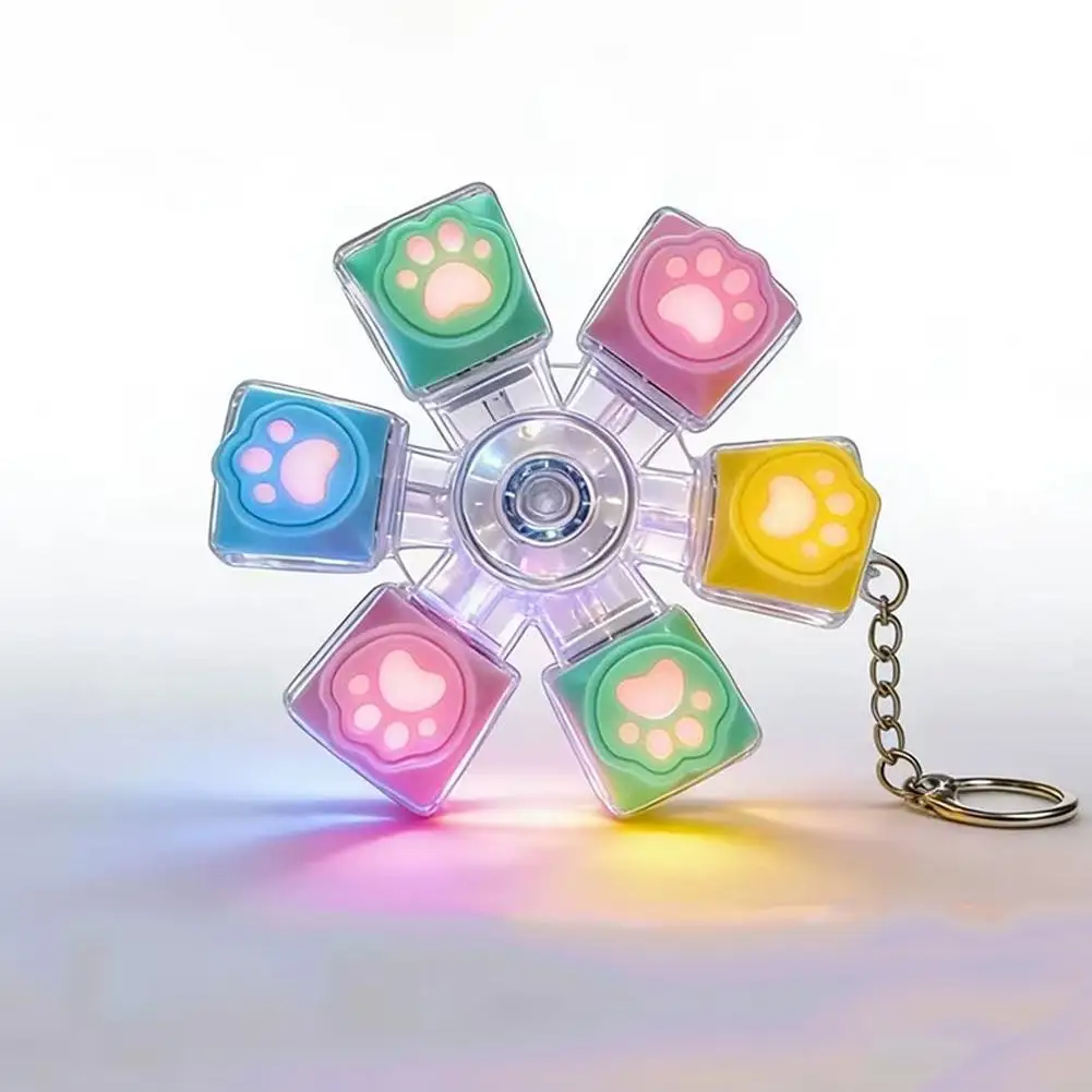 Silicone Cat Paw Clicker Keychain with LED Light Glowing Stress Relief Fidget Toy Keyboard-Style 1005012187626908