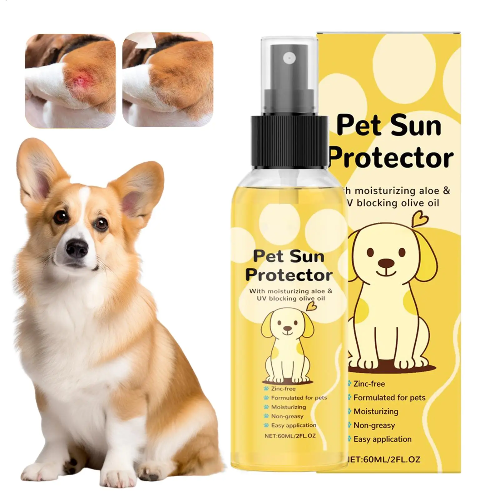 Pet Sunscreen Spray Cat Supplies Dog Sunscreen Moisturizing for Hot Day Outdoor Activities (60ml) 1005012189535144
