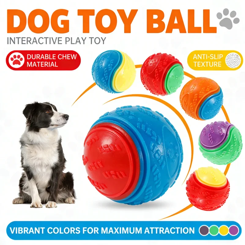 Squeaky Balls Toys Dogs Interactive Toys TPR Dog Chew Toy for Dog Pet Teeth Cleaning Bite (6Pcs) 1005012189721448