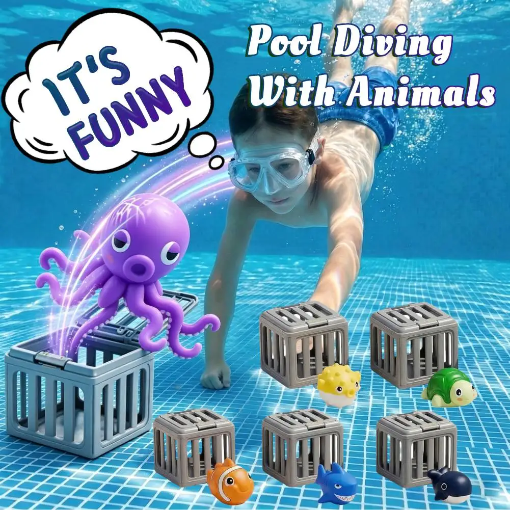NEW Kids Pool Diving Toys W/ Fish Box Floating Animals Water Swimming Dive Game for Boys Girls Fun 1005012190235877