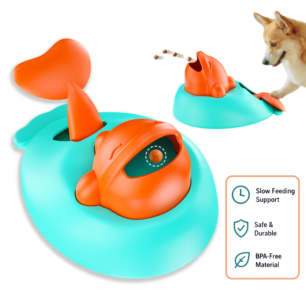 Dog Toy Treat Dispenser Interactive Puppy Launcher Cute Whale Shape Slow Feeder IQ Puzzle Training 1005012190239178