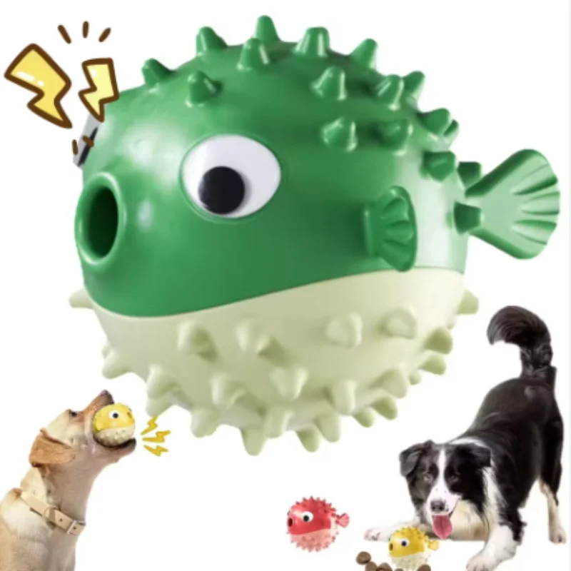 Bouncing Fish Dog Toy Leak Ball, Used to Relieve Boredom, Grinding Teeth, Biting Resistance 1005012190309327