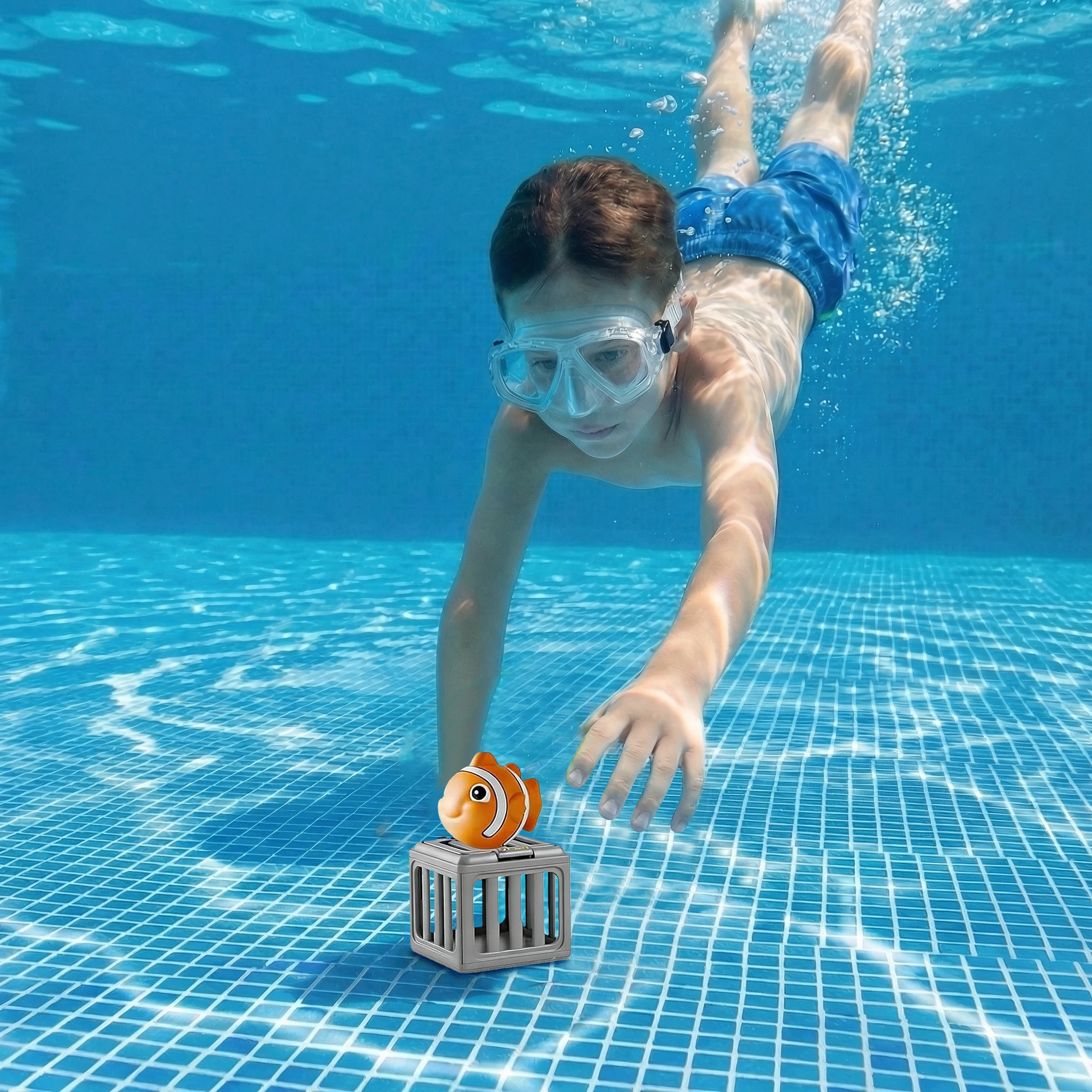 2026NEW Kids Pool Diving Toys W/ Fish Box Floating Animals Toddler Bath Toy Play Set for Boys Girls 1005012190775214