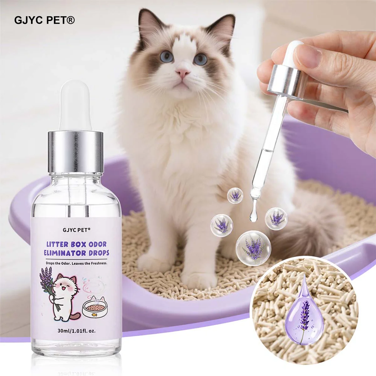 Cat Litter Deodorizer Lavender Scent Long Lasting Odor Neutralizer Pet Safe Freshener for Multi-Cat 1005012190965770