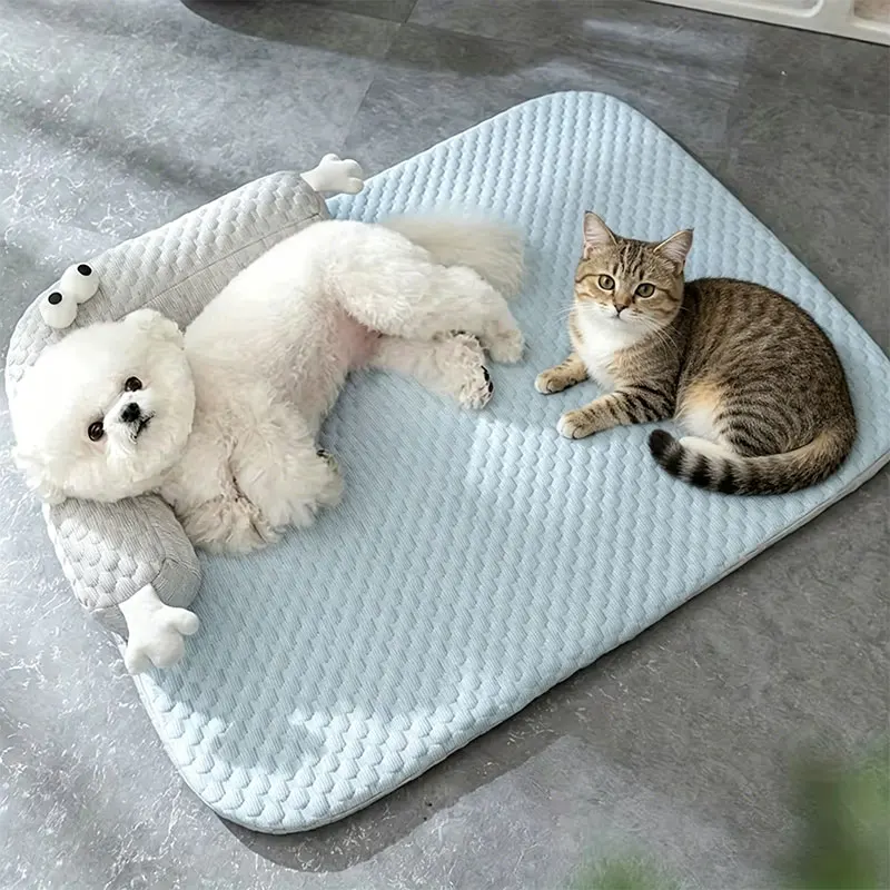 Dog Cat Cooling Mat Summer Cool Pet Bed Big-Eyed Monster Breathable Mat for Sleeping Washable Ice 1005012191026914
