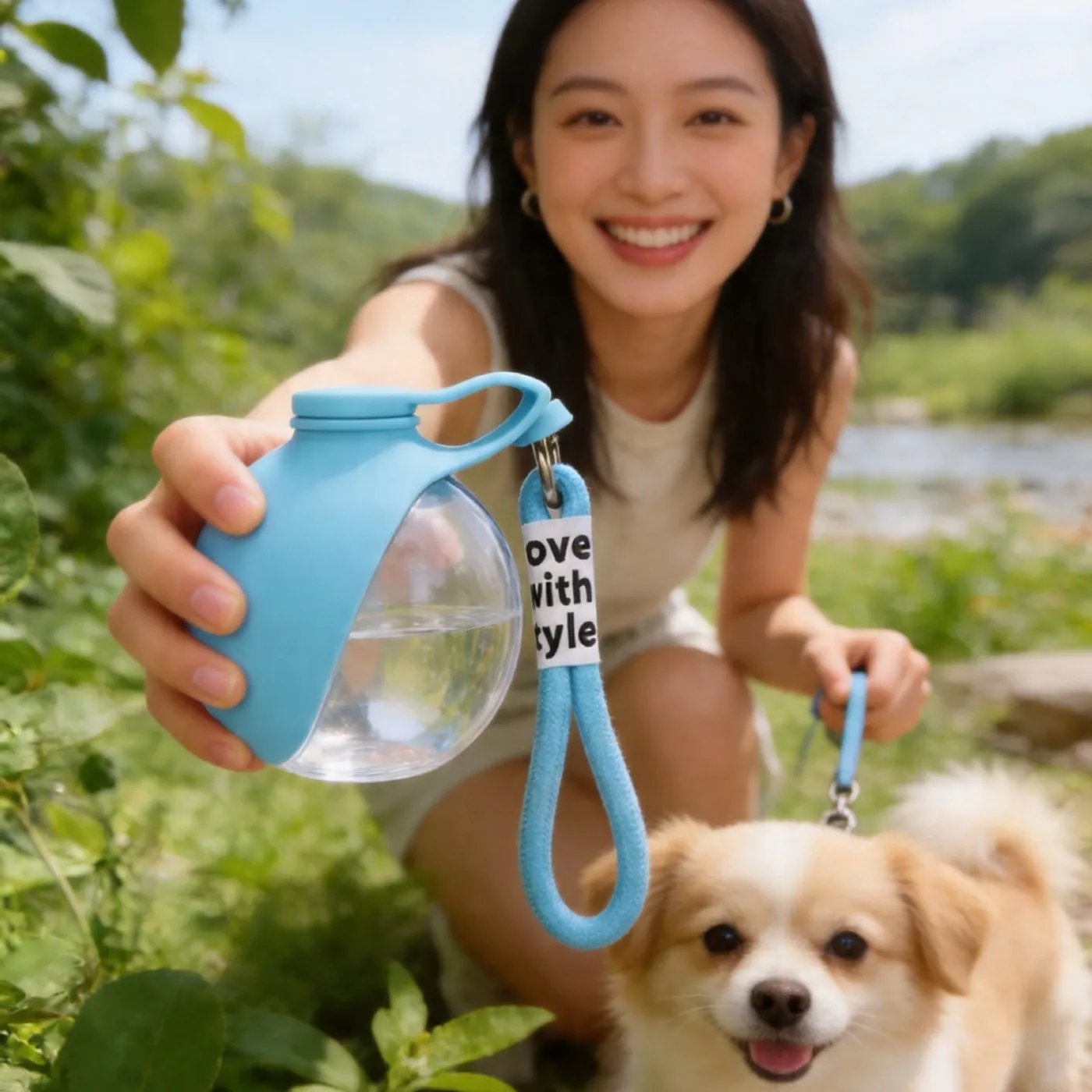 Dogs Drinking Bottle Plastic Cat Dog Outdoor Portable Water Dispensers for Use Hooks Balls Folding 1005012193023816