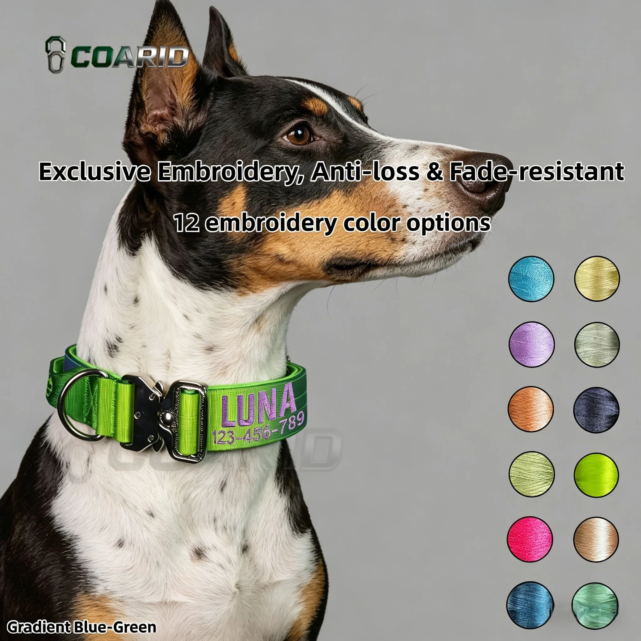 Custom Embroidered Dog Collar Name Phone Gradient, Anti-Lost Knitted Heavy Duty 1005012194192245