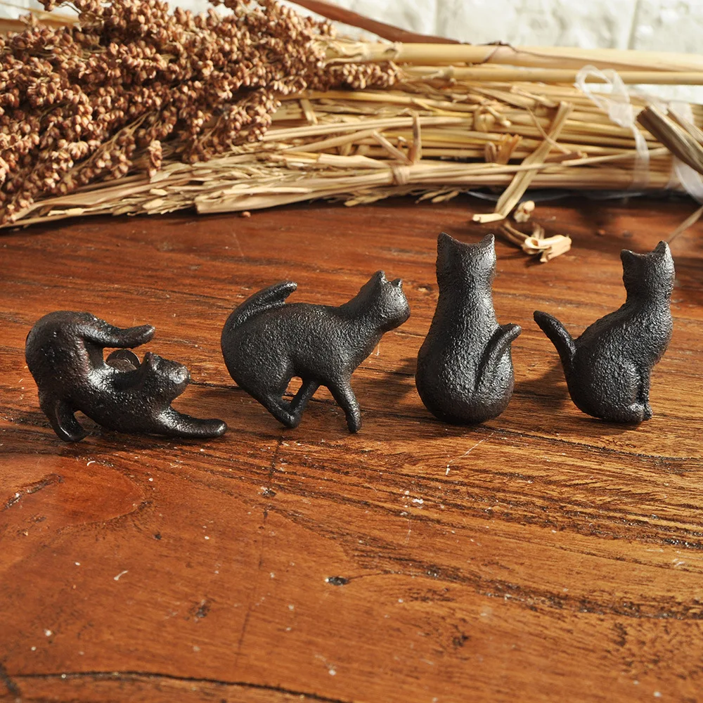 Cast Iron Matt Black Cat Shaped Knobs American Door Drawer Handles Cabinet Pulls and Creative Decor 1005012194742084