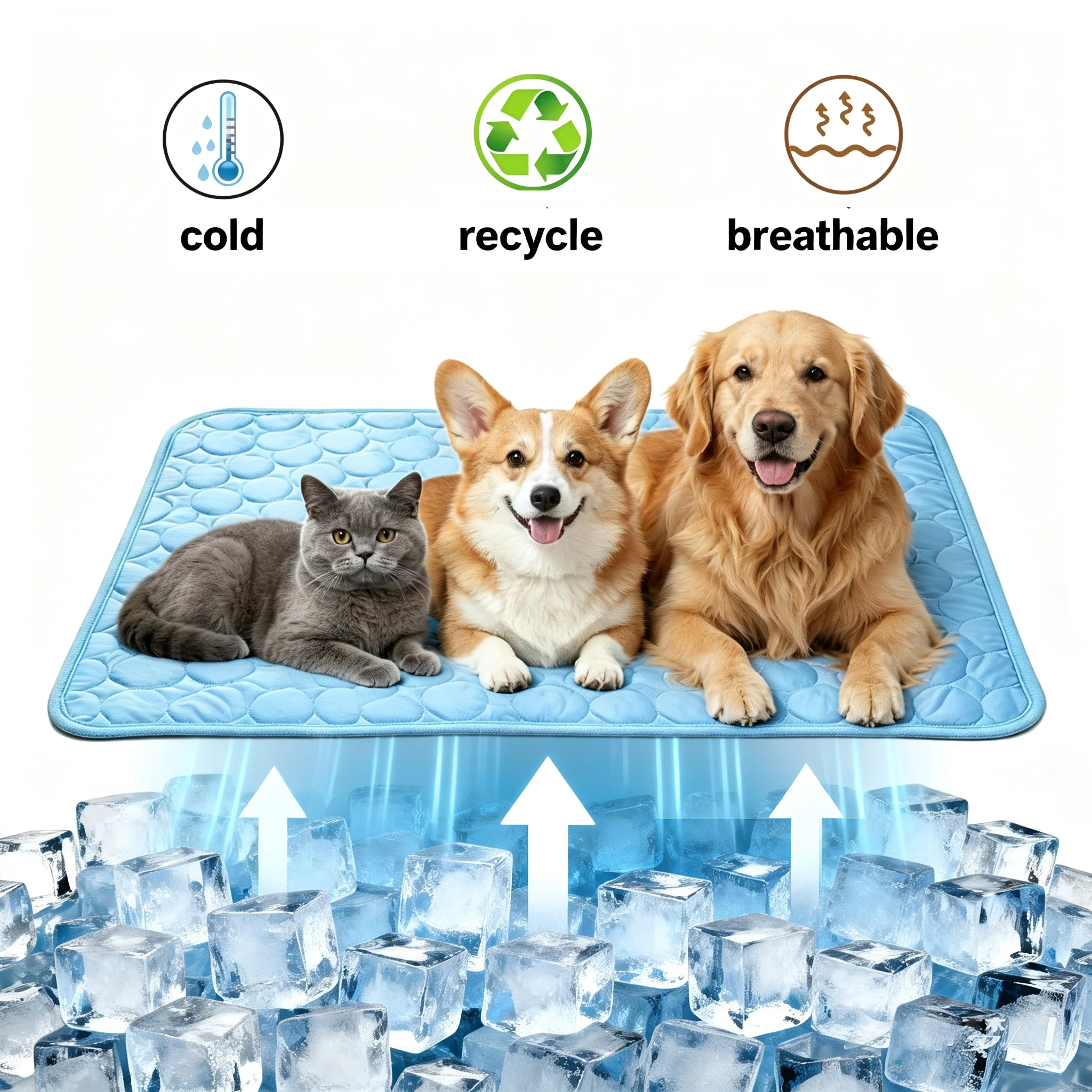 Pet Summer Cooling Mat & Sleeping Pad Water Absorption Top Easy Carry Dog Cooling Pad for Dog Bed 1005012194981236