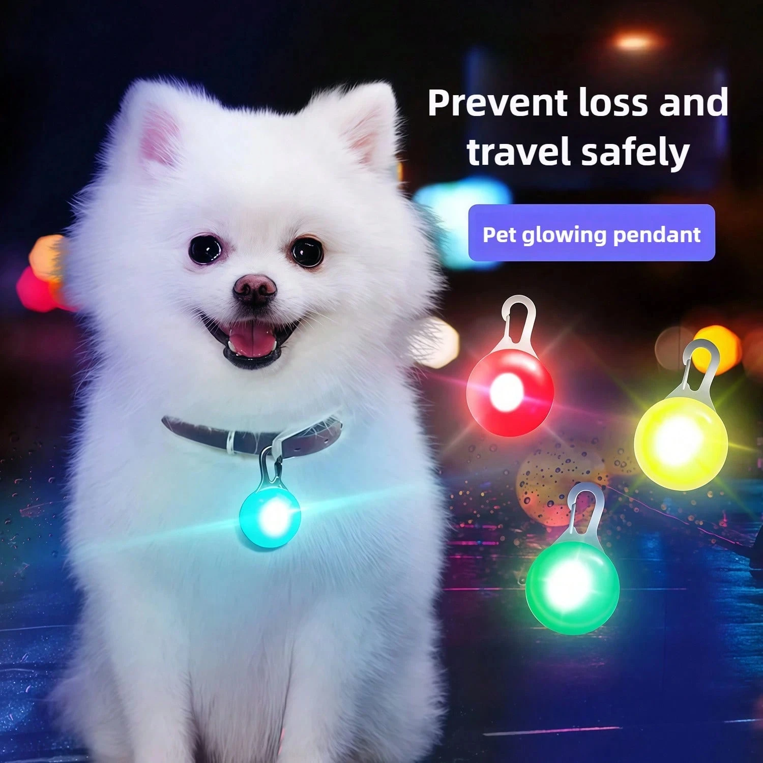 Color LED Dog Collar Pendant, Luminous Leash Accessory, Bright Necklace 1005012195110486