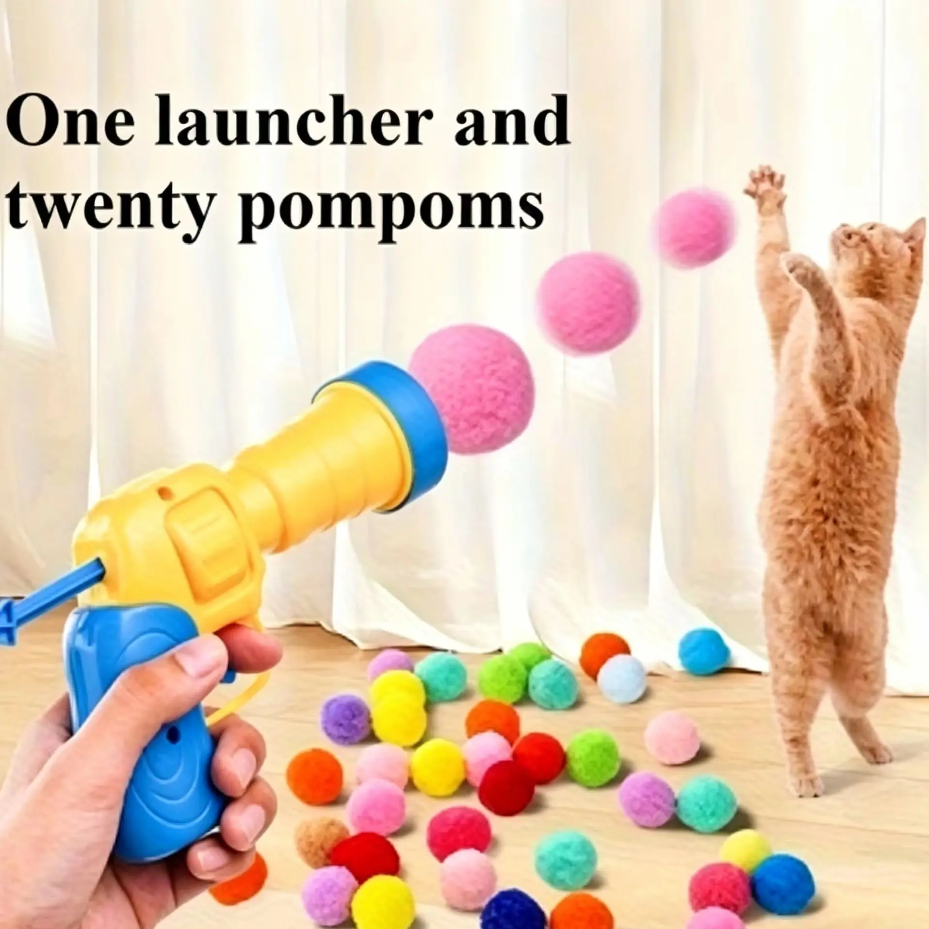 21pcs/Set Cat Playset: Includes 1pc Transmitter and 20pcs Random Color Plush Balls 1005012195399027