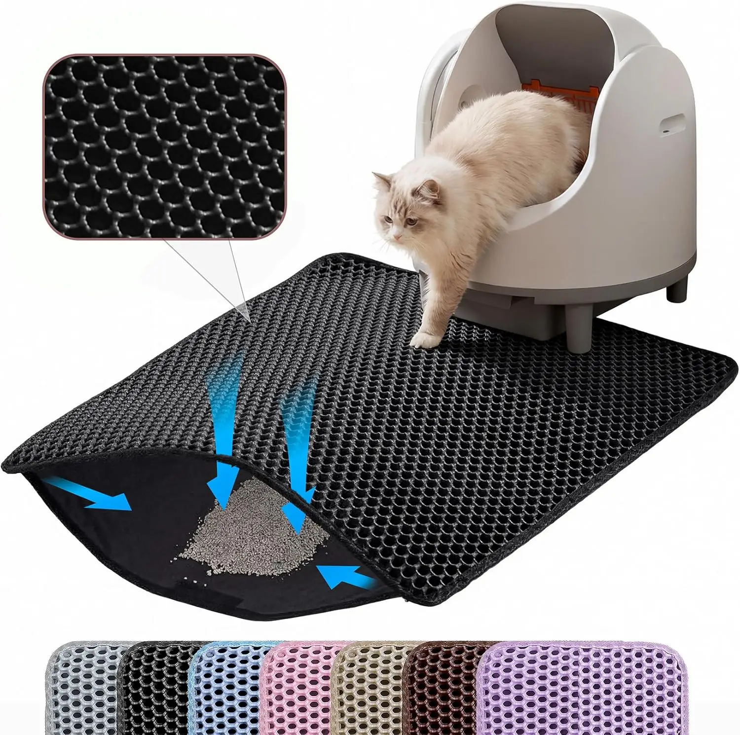 Eva Cat Litter Mat Anti-Take-Out Anti-Splash Double-Layer Filter Washable Oversized 1005012202035975
