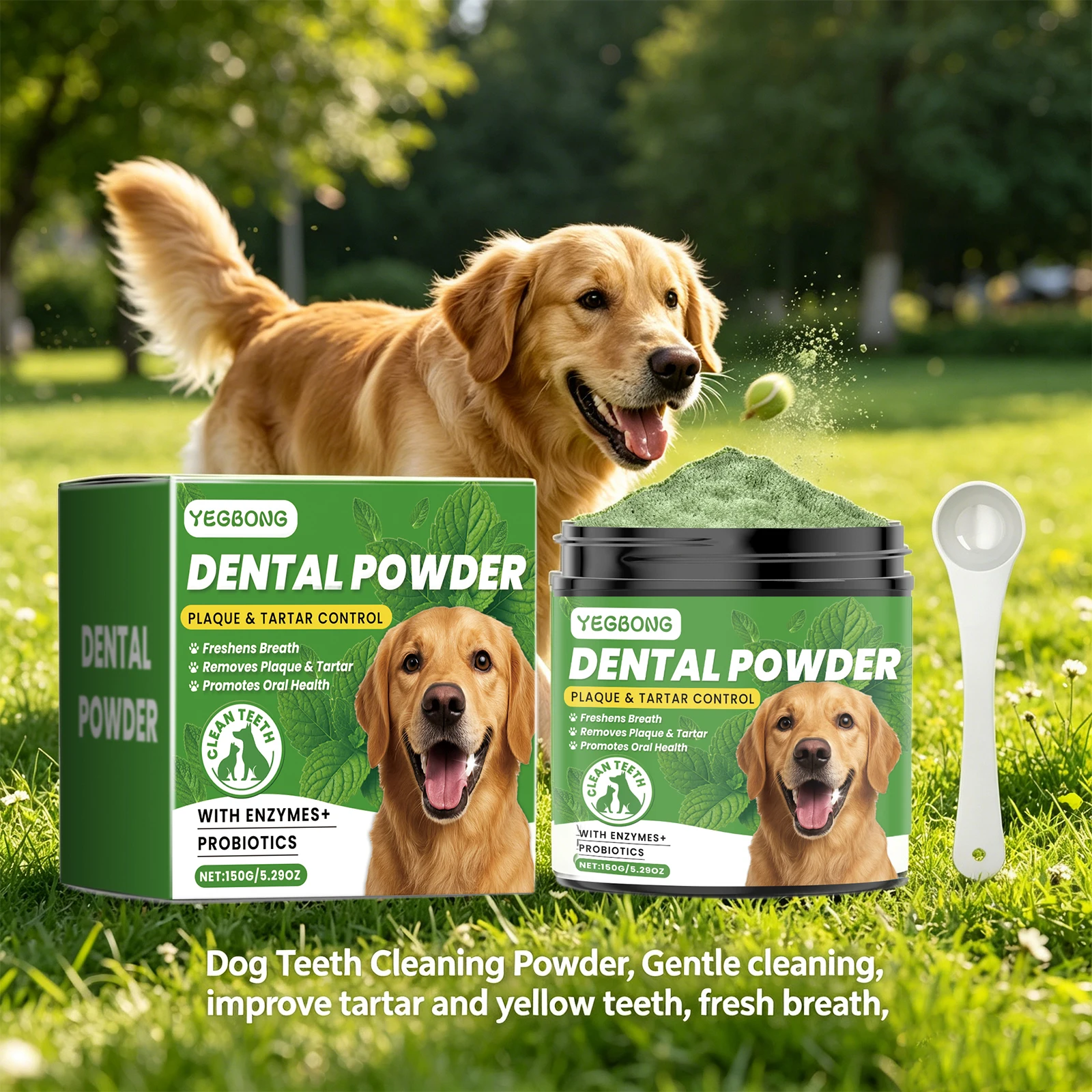 Pet Dental Powder 150g Enzymes & Probiotics Plaque & Tartar Control Breath Freshener for Dogs Oral 1005012206907555
