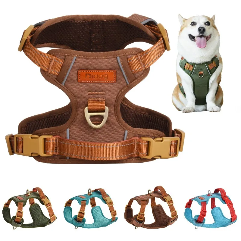 Nylon Dog Harness Retro Reflective Puppy Vest Harnesses Outdoor Training Anti-Pulling Pet Chest 1005012206951958