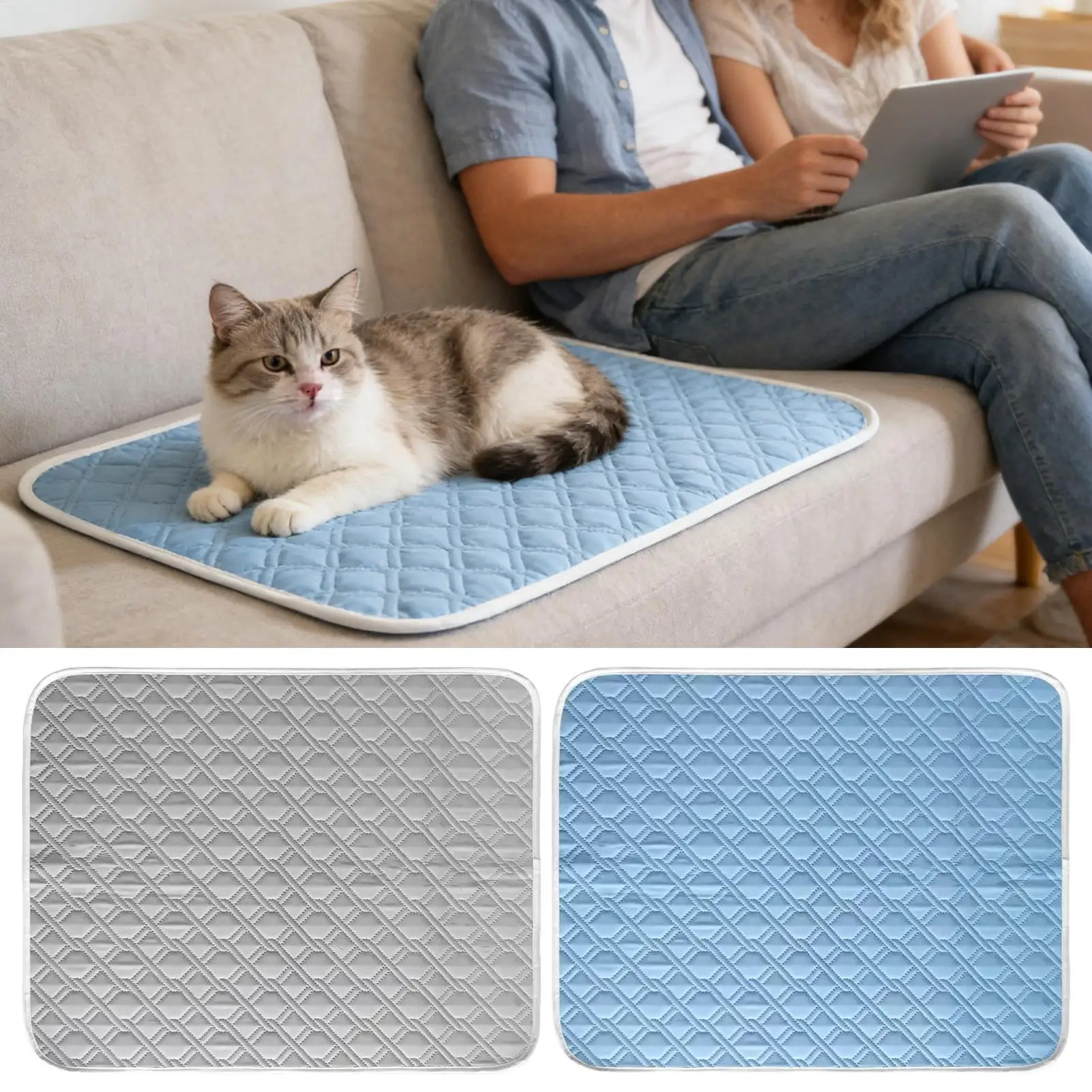 Cooling Pad for Dog Sweat Absorbent Sleeping Rug 45x35cm Soft Self Cooling Pet Mat for Small Medium 1005012207870518
