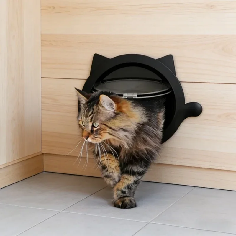 Lockable 4-Way Control Cat Flap Pet Safe Mounting Door for Interior Exterior Doors Walls Hidden 1005012215080001