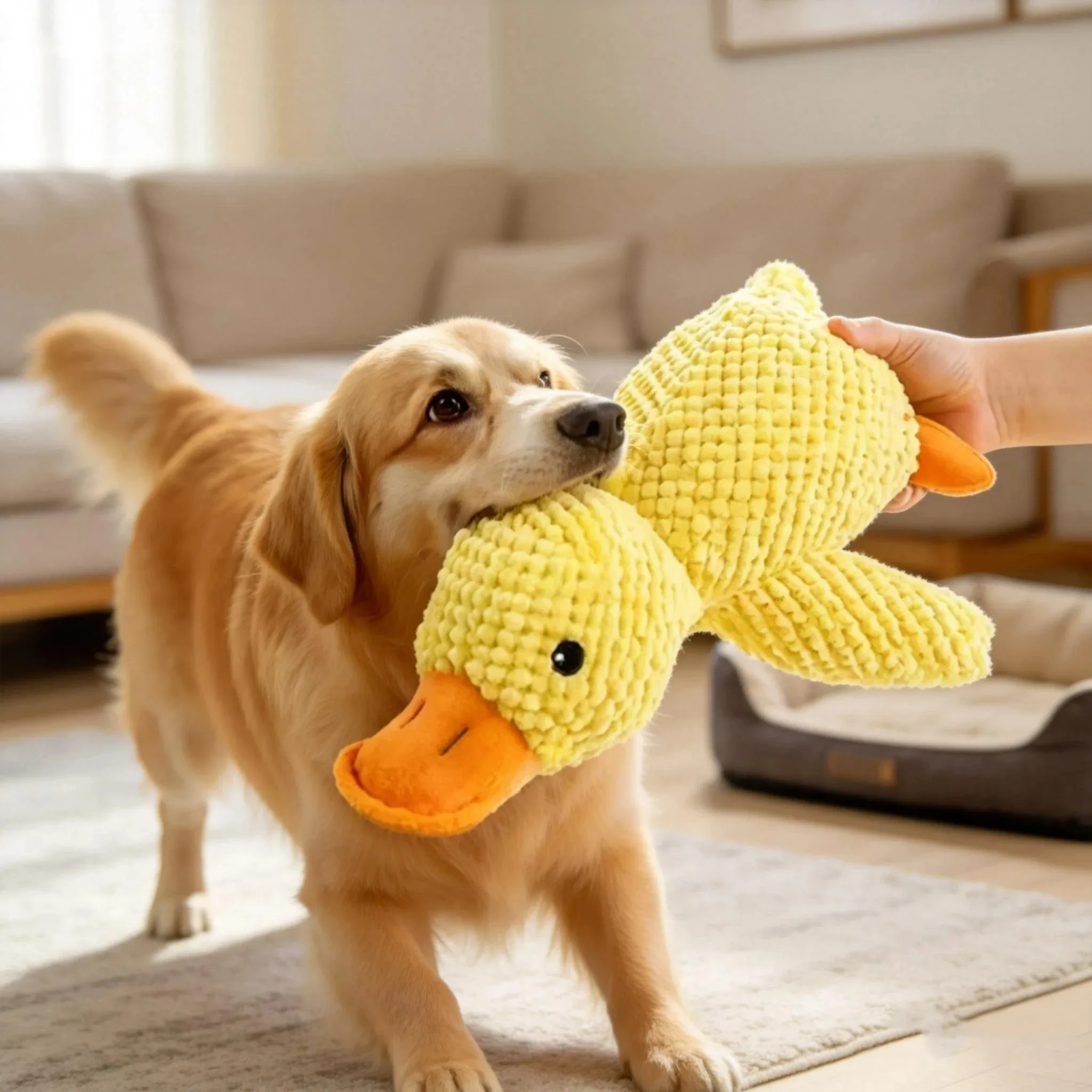 Duck Dog Toy Plush Chew Toy Quacking Sound Bite Resistant Teeth Cleaning Companion Toy for Small 1005012216073147