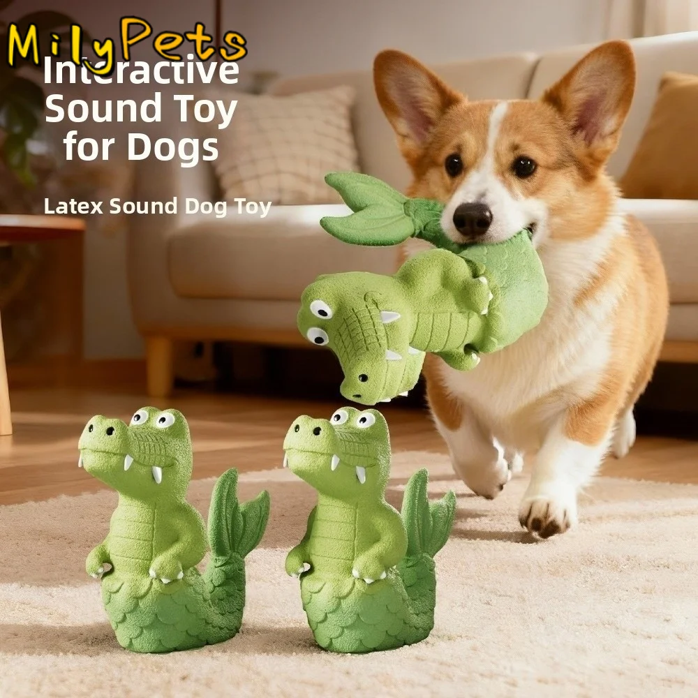 Natural Latex Squeaky Alligator Dog Toy Green Color Chew Resistant Latex Chew Toy Teething Function 1005012216499922