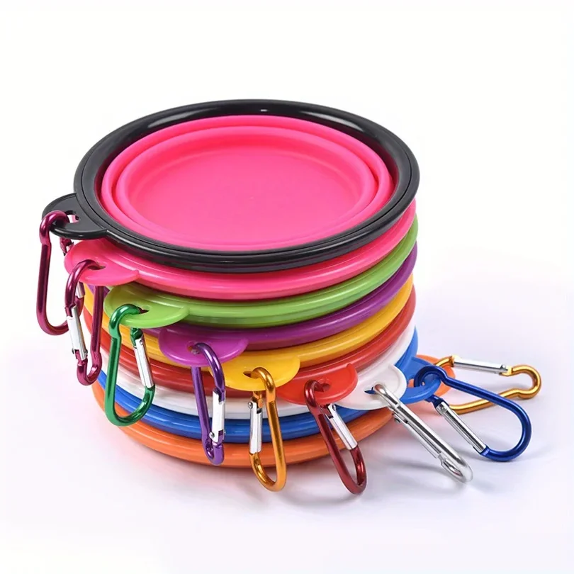 Dog Folding Bowl Portable Travel Food Water for Outdoor Walking Silicone with Lip 1005012219236863