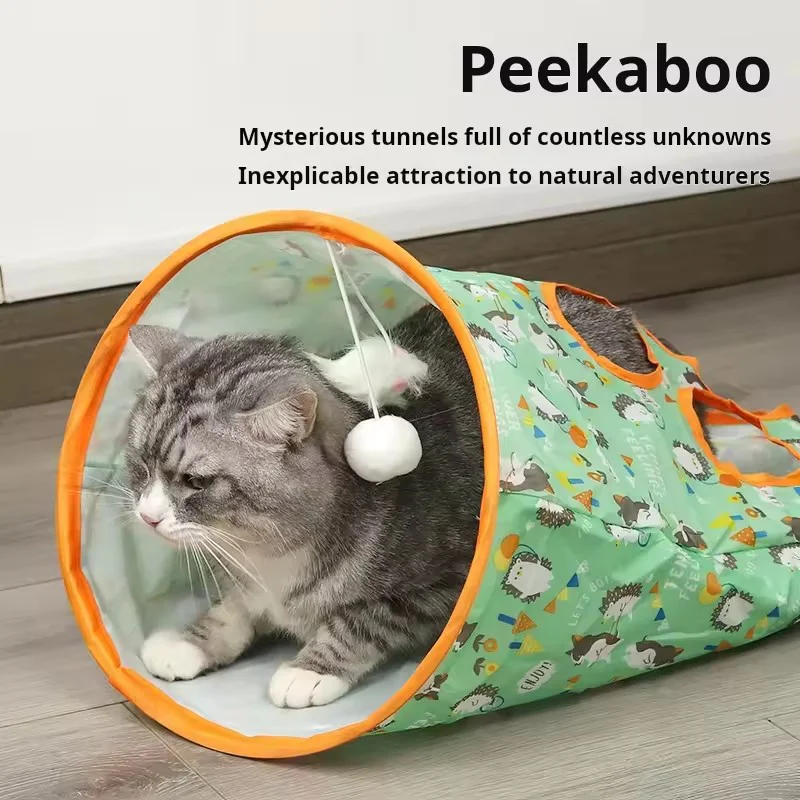Interactive Collapsible Cat Tunnel with Crinkle Paper Drill Bag Foldable Rolling Ground Tube 1005012221483757