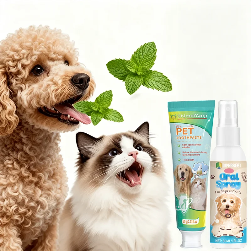 Pet Cleaning Toothpaste and Mouth Spray, Suitable for Cats and Dogs, Removes Tartar 1005012223359316