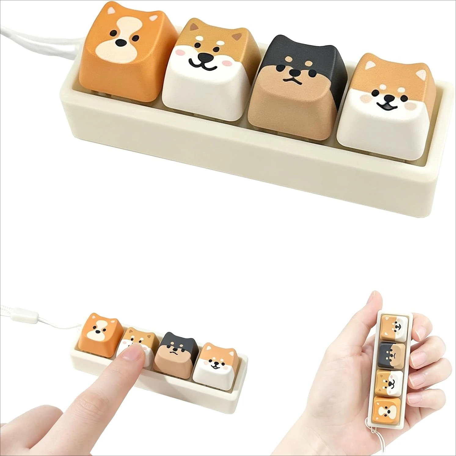 Cute Dog Clicker Keychain Keyboard Button Fidget Gadget Crisp Sound Stress Relief EDC Toy Charm Key 1005012225014268