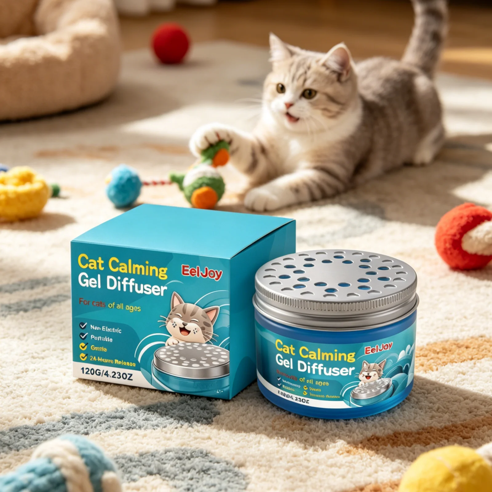 Eeljoy Cat Calming Gel Diffuser Relieves Emotional Stress Creates Relaxing Environment Gentle Cat 1005012225276502