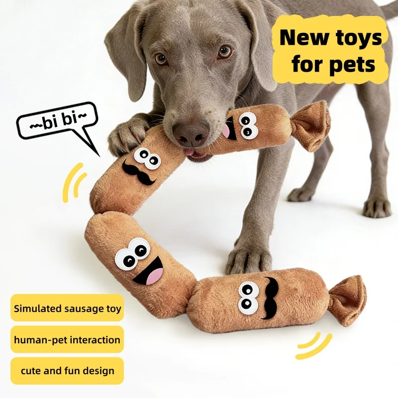 Simulated Sausage Plush Dog Toy Press-To-Squeak BB Sound Durable Chew Resistant Puppy Self-Play 1005012227012854