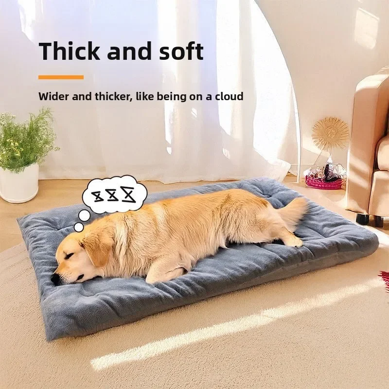 Calming Fluffy Dog Bed Large Pet Sleeping Mat Plush Warm Anti Anxiety Crate Pad Washable Cushion 1005012234489130