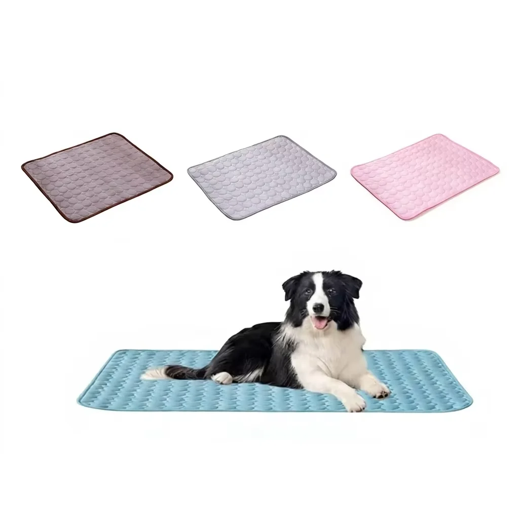 Summer Pet Cooling Mat Ice Silk Breathable Non-Slip Washable Cooling Pad for Dogs Cats Blue Pet Bed 1005012234832499