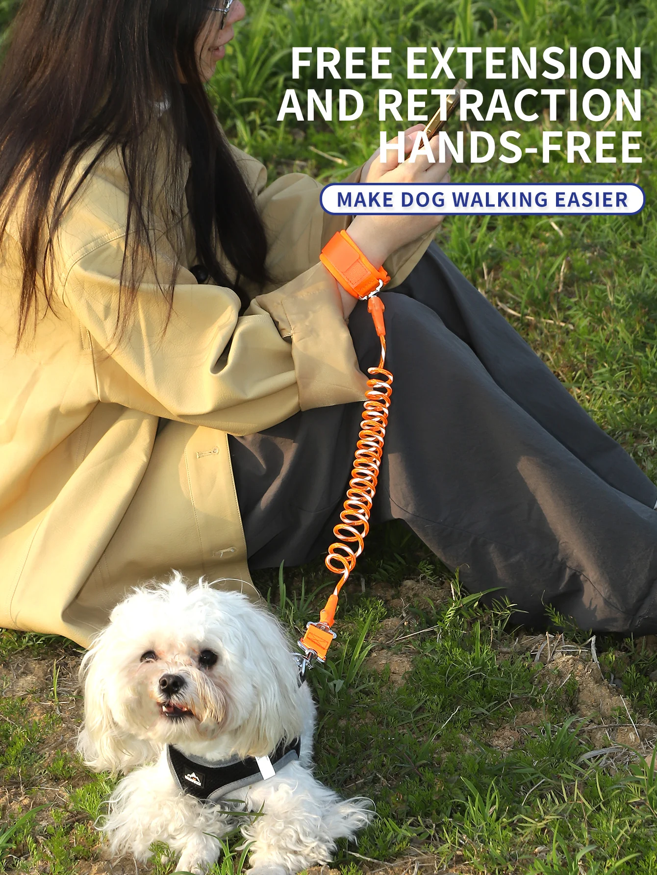 Hand Free Dog Leash Retractable Anti-Fall Wrist Strap Reflection Leash for Outdoor Travel Walking 1005012235498725
