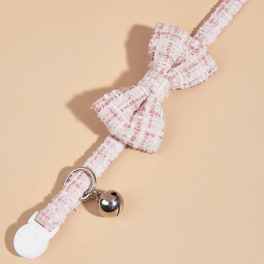 Cute Adjustable Cat Collars Removable Bowtie with Bell Puppy Collar Plaid Pattern Breakaway Collar 1005012237510571
