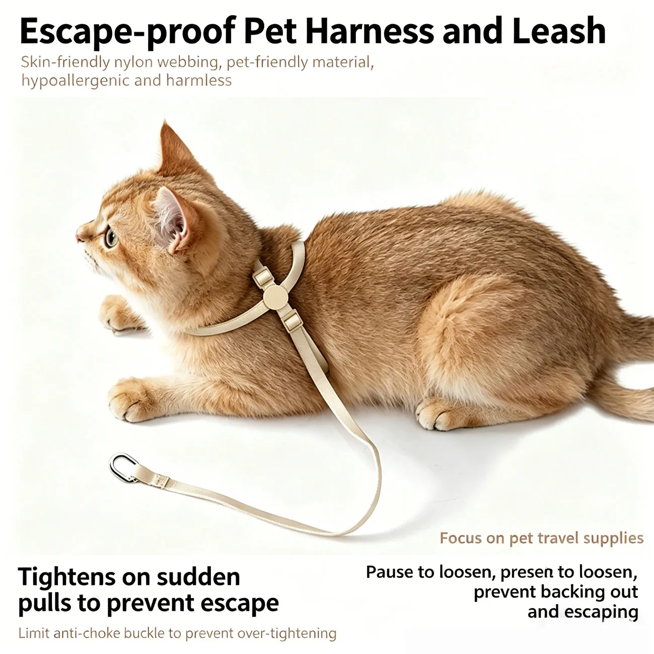 Cat Harness & Leash Set, X-Shape Escape Proof Outdoor Training Walking Vest Harness for Cats 1005012238307371