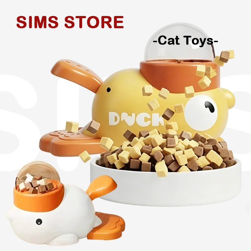 Cat Toys Interactive Pet Treat Dispenser Duck Shape Slow Feeder Anti-Gulping Food Toy for Dog 1005012240898996