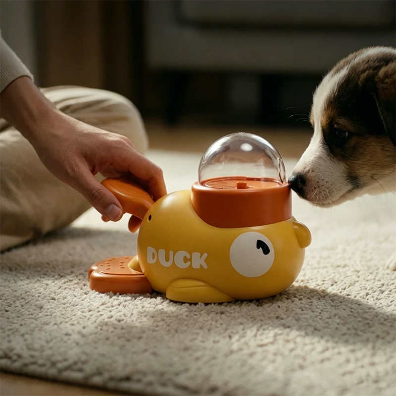 Dog 2-In-1 Interactive Toy Pet Automatic Food Treat Dispenser Cartoon Duck Design Slow Food Pet 1005012246885018