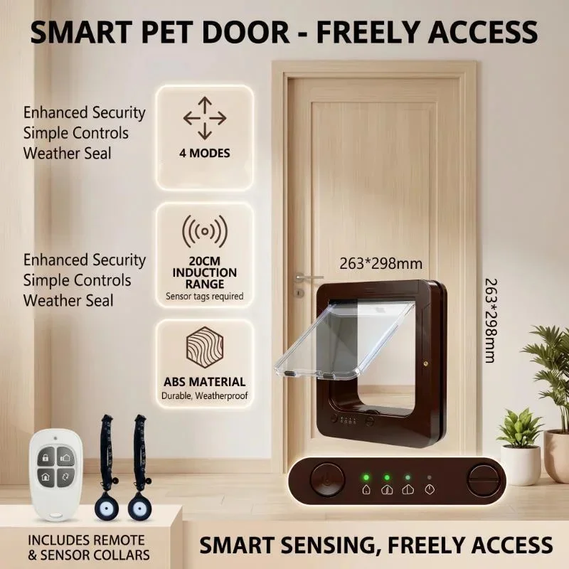 RFID Sensor Door Intelligent Cat Door Free Entry and Exit Door Cat Hole Pet 4-Way 1005012246909861