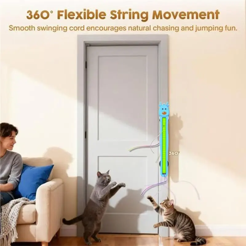 Kycor-Automatic Moving Enrichment Auto Motion Flying Rope Cat Door-Mounted with Adjustable Motion 1005012247339615