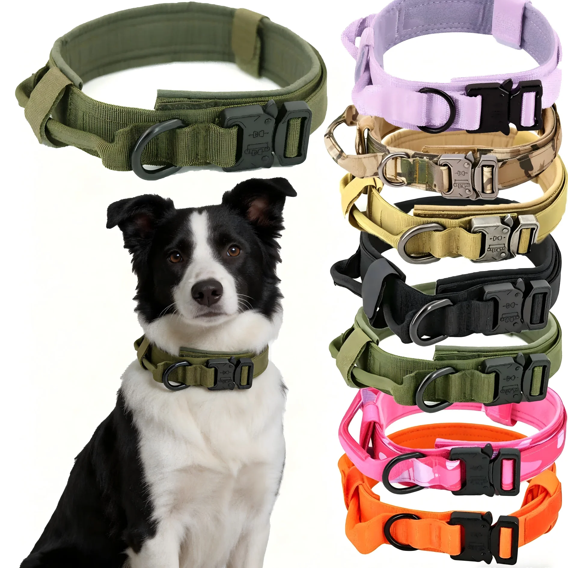 Tactical Dog Collar Adjustable Nylon Dog Supplies with Heavy Duty Metal Buckle Durable Training 1005012249851482