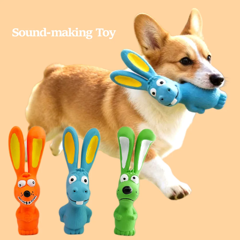 Dog Latex Chew Toy Naughty Rabbit Squeaky Long Ears Natural Rubber Puppy Teething Durable Pet 1005012249989039