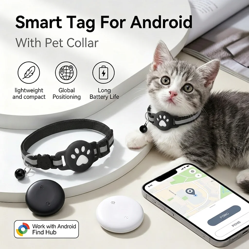 Smart Location Tag Works with Google Find Hub Android GPS Tracker with Cat Collar Item Finder 1005012251906923