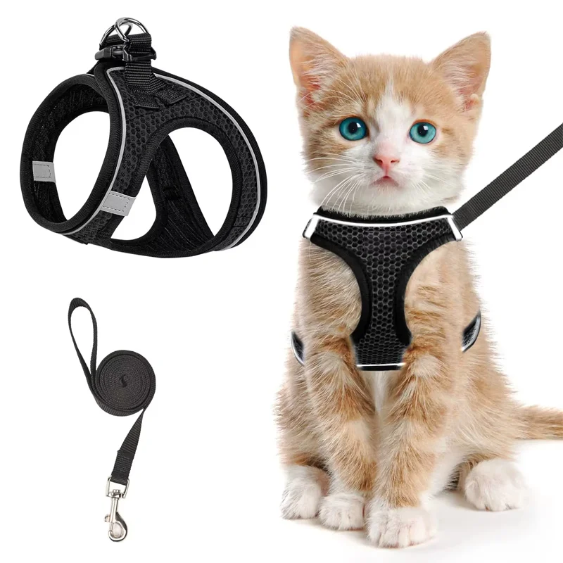 Cat Harness and Leash for Walking, Escape Proof, Adjustable Kitten Vest, Reflective Soft Mesh 1005012253007223