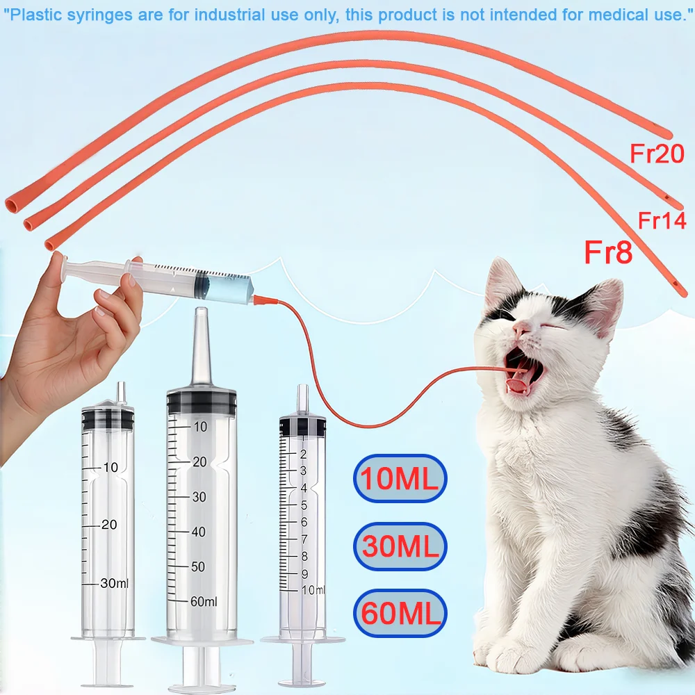 Pet Feeding Syringe Set with Red Soft Tube, 10/30/60ml, Three Sizes, Fr8/Fr14/Fr20 Soft Tube 1005012253120171